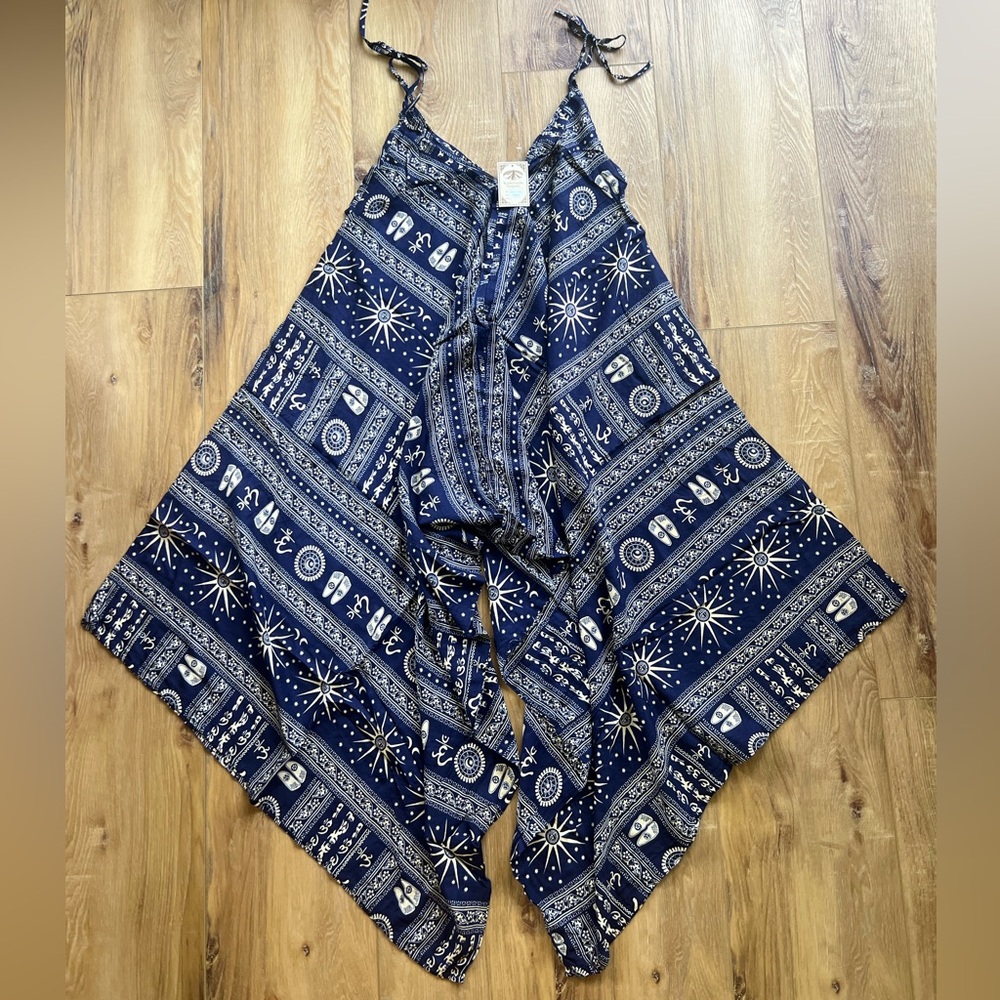 Kathmandu Artisan-Made Harem Style Jumper Overalls Self-Tie Adjustable Straps